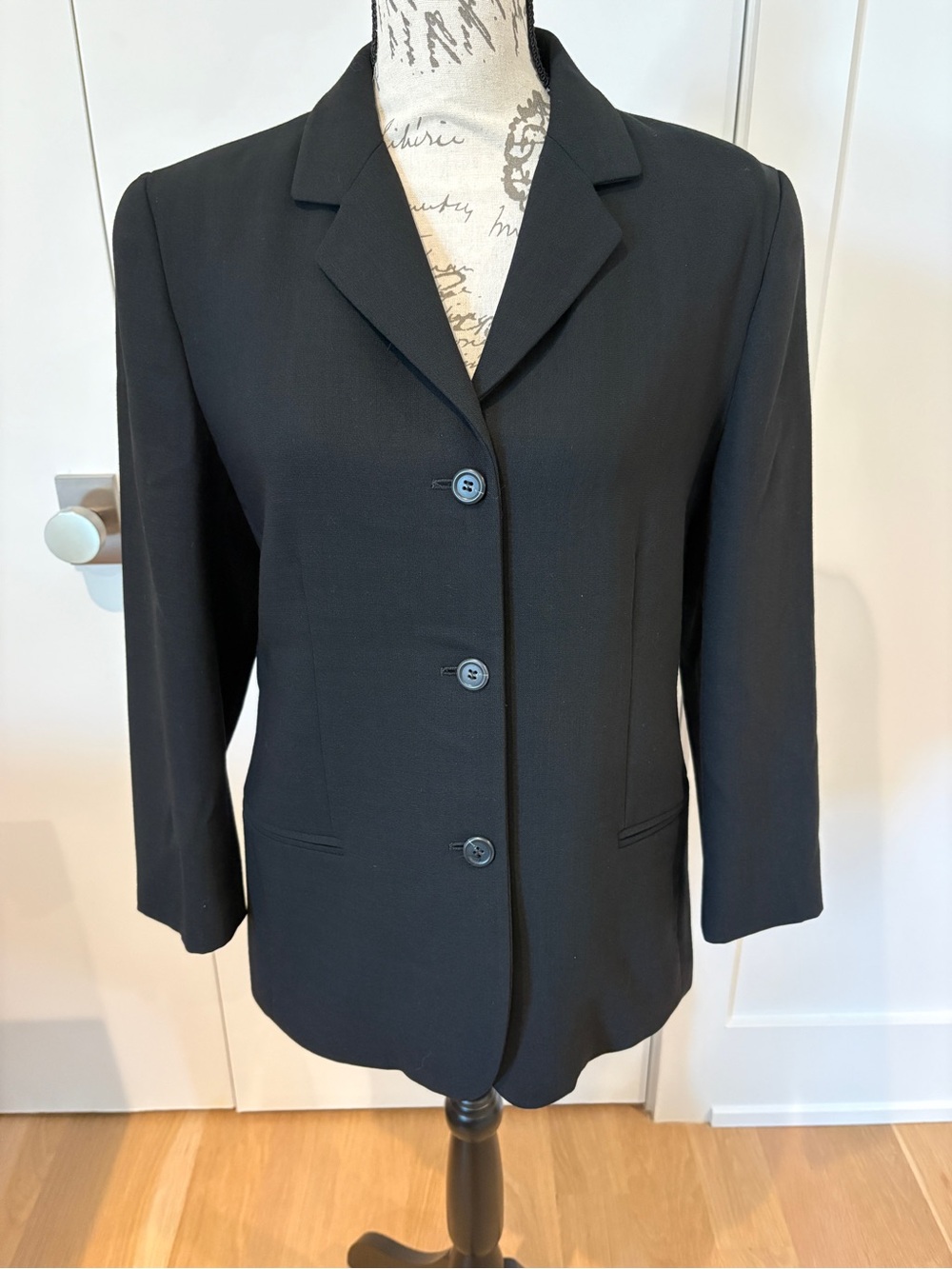 J.Crew Women's Black Wool Blazer, Size 10, Sleeves Shortened to 21.5"